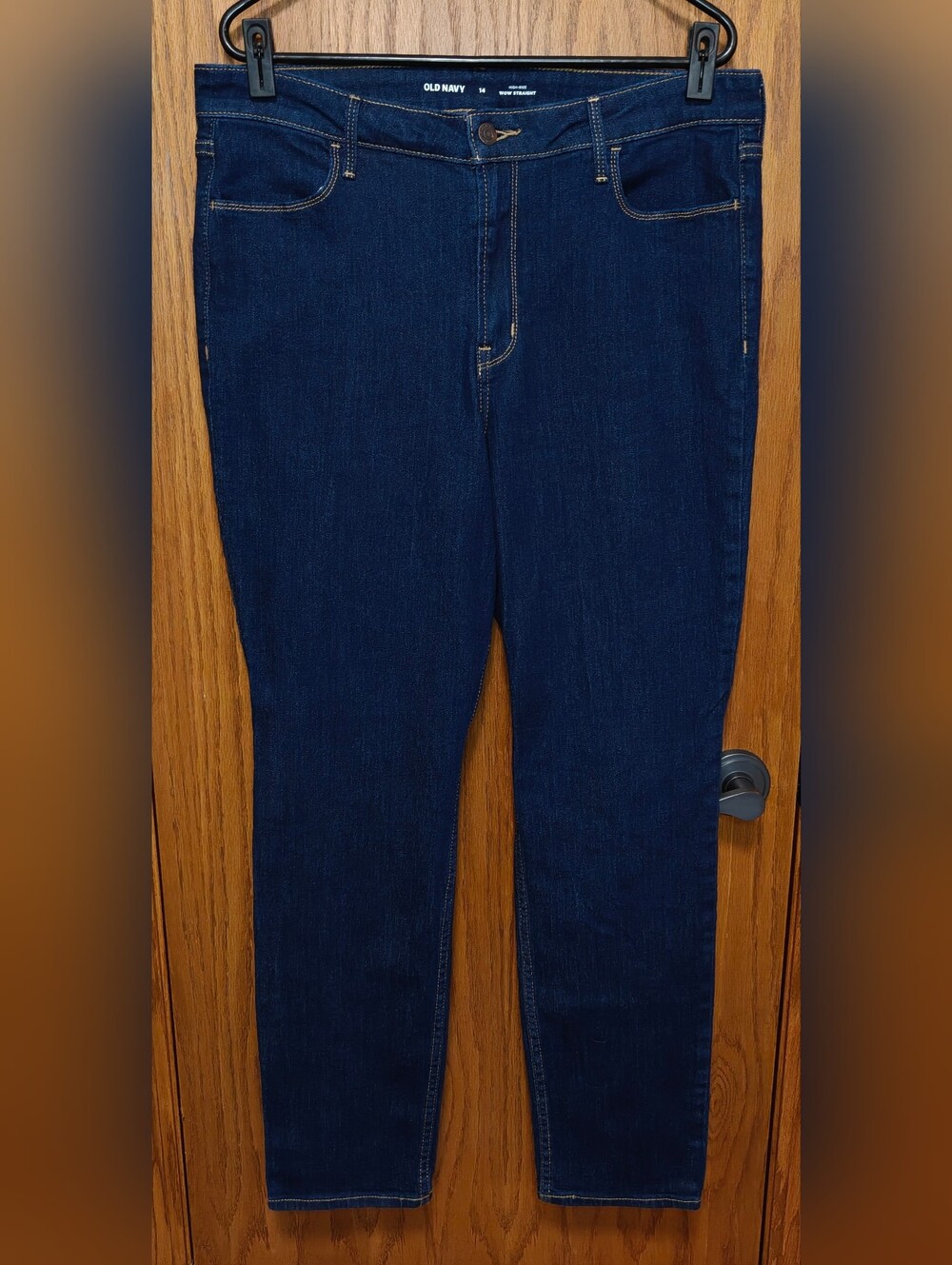 Women's Old Navy Blue High Rise Wow Straight Jeans, Size 14